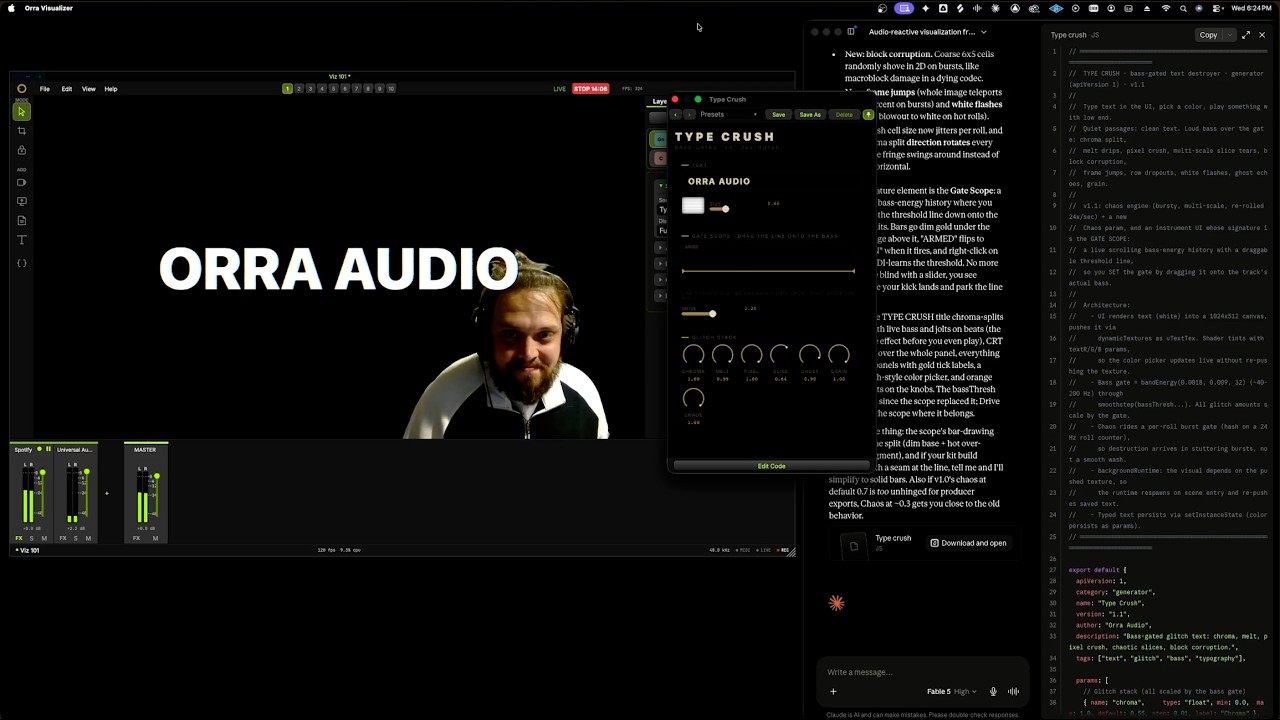 Viz 101 — Glitch Text Generator for Orra Visualizer
